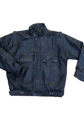 Vintage ECHTES LEDER FUTTER Motorcycle Biker Leather Jacket Men's MEDIUM Black